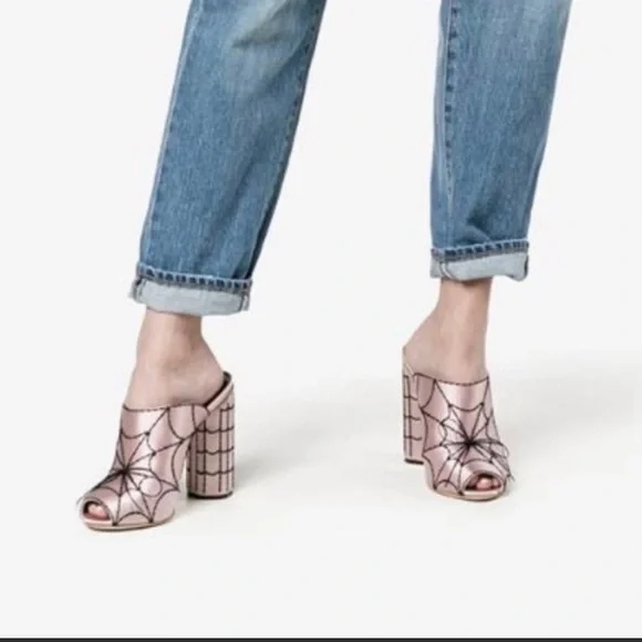 Marco De Vincenzo Spider's web-embroidered Satin Mules Shoes - Picture 5 of 13